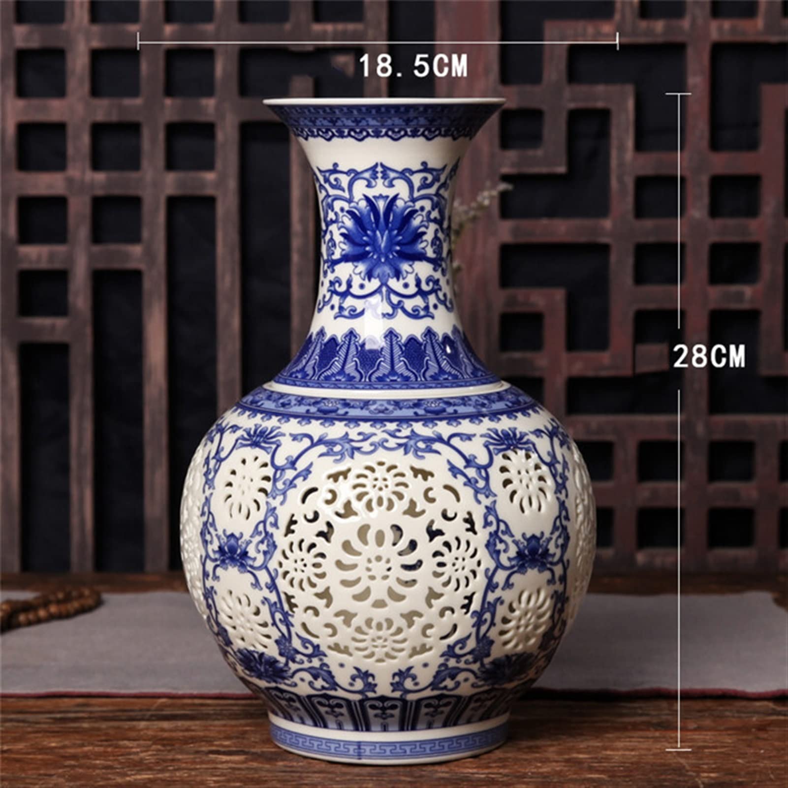 Jingdezhen Hollow Ceramic Vase Chinese Blue and White Pierced Vase